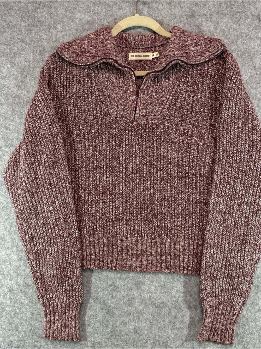 The Normal Brand Sweater - Womens M - Maroon Quarter Zip Fall Beach Coastal